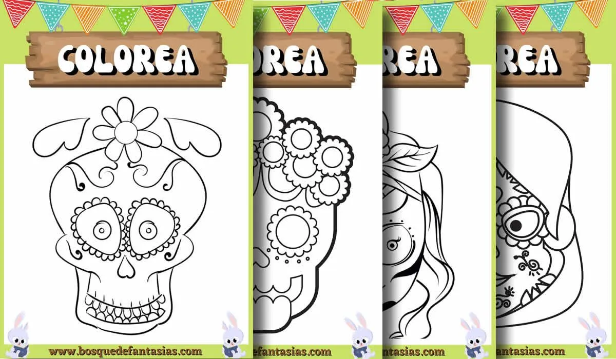 Dibujos de Catrinas para colorear: Mándalas y caretas fáciles para niños Dibujos de Catrinas para colorear: Mándalas y caretas fáciles para niños