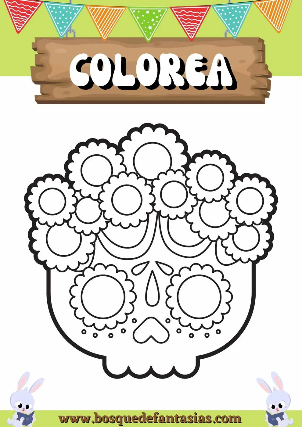 Dibujos de Catrinas para colorear: Mándalas y caretas fáciles para niños