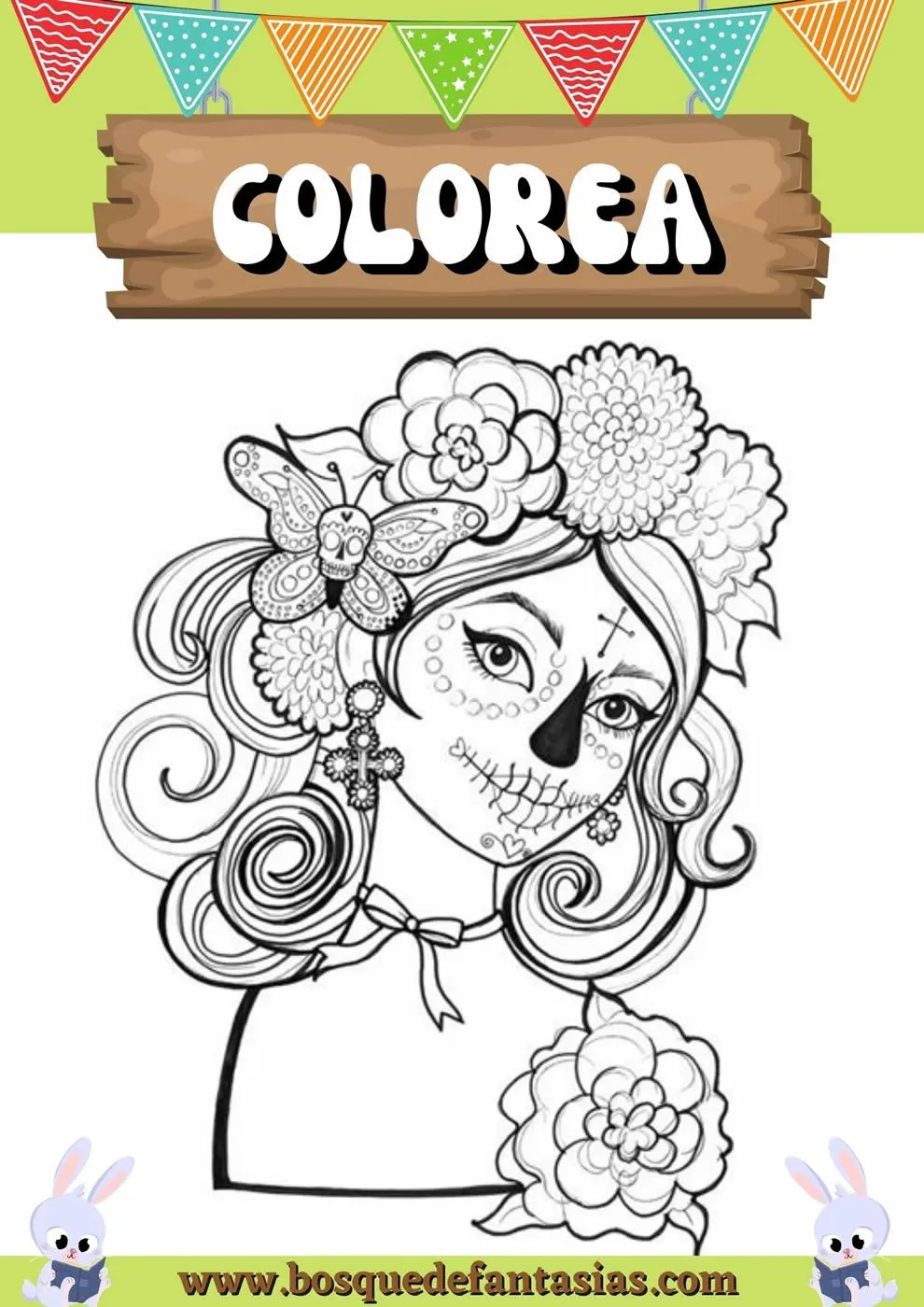 Dibujos de Catrinas para colorear: Mándalas y caretas fáciles para niños Dibujos de Catrinas para colorear: Mándalas y caretas fáciles para niños