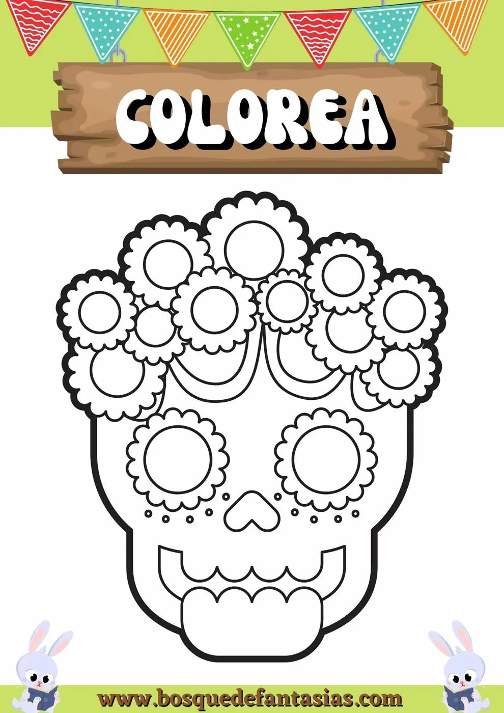 Dibujos de Catrinas para colorear: Mándalas y caretas fáciles para niños
