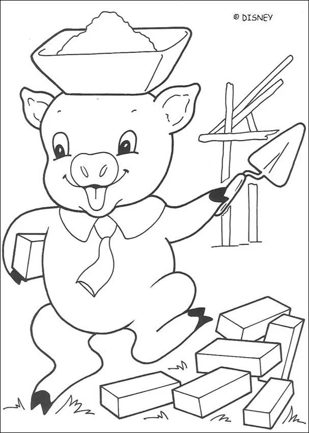 Dibujos de los 3 CERDITOS para colorear, cerdito albañil para imprimir Dibujos de los 3 CERDITOS para colorear, cerdito albañil para imprimir
