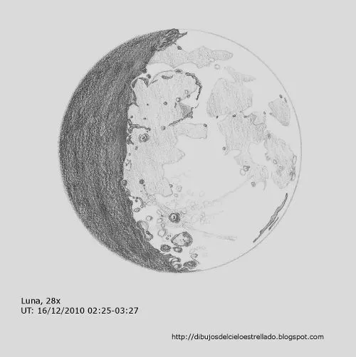 DIBUJOS DEL CIELO ESTRELLADO: La Luna el 16/12/2010 DIBUJOS DEL CIELO ESTRELLADO: La Luna el 16/12/2010