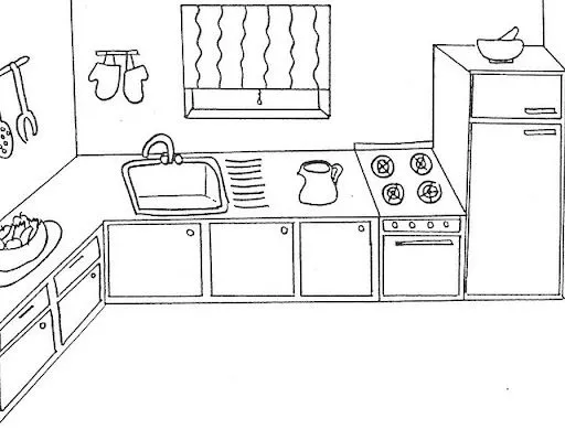 DIBUJOS DE COCINAS Y COCINEROS PARA COLOREAR | FICHAS PARA PINTAR ...