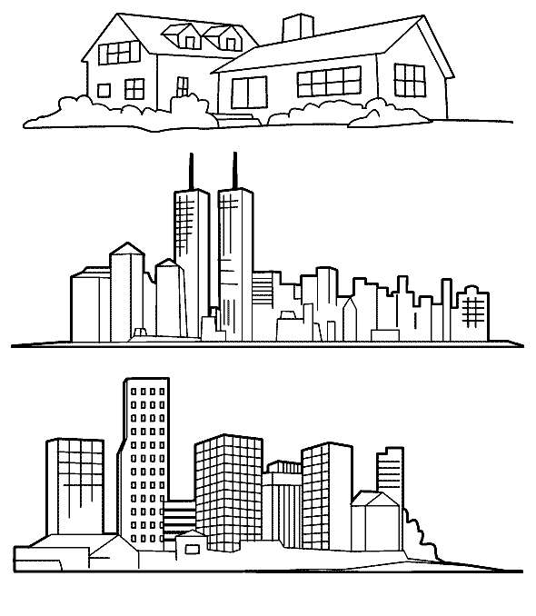 Ciudad dibujo infantil para colorear - Imagui