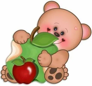 Dibujos coloreados osos con manzanas:Imagenes y dibujos para imprimir
