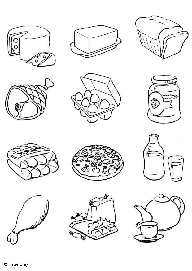 Dibujos para colorear de alimentos - Imagui