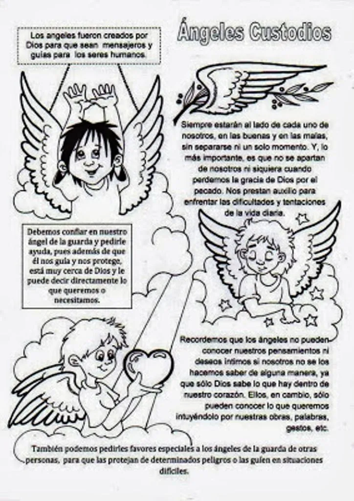 Dibujos para colorear de los ángeles custodios - Catequesis familiar