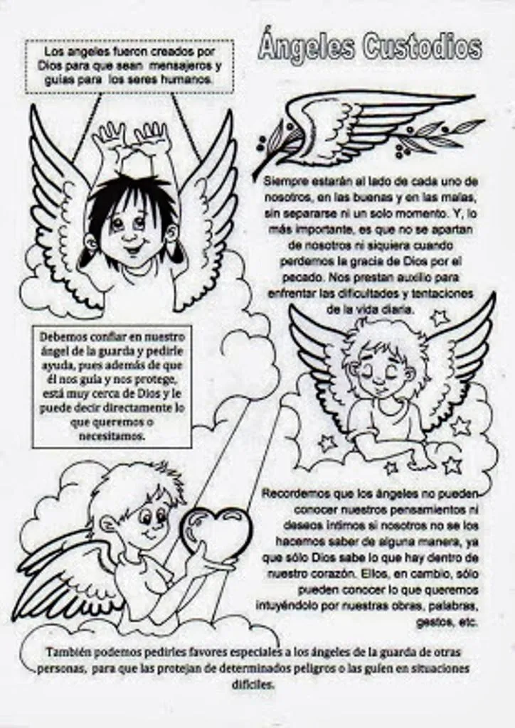 Dibujos para colorear de los ángeles custodios - Catequesis familiar Dibujos para colorear de los ángeles custodios - Catequesis familiar