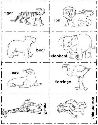FICHAS DE INGLES - LOS ANIMALES DEL ZOOLÓGICO : FICHAS PARA NIÑOS