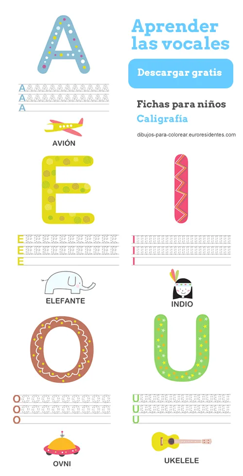 Dibujos para Colorear: Aprender las vocales