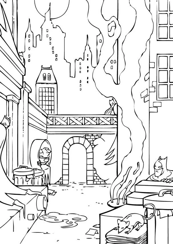 Dibujos para colorear BATMAN, La horrible ciudad de Gotham para ... Dibujos para colorear BATMAN, La horrible ciudad de Gotham para ...