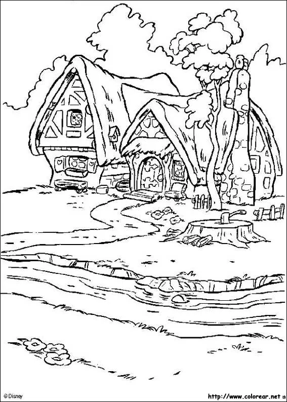 Dibujos para colorear de Blancanieves y los siete enanitos