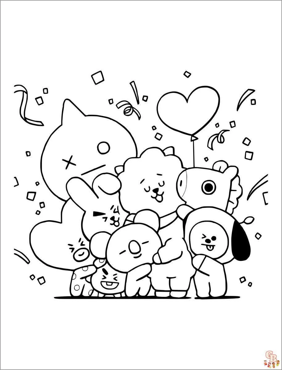 Dibujos para colorear BT21 gratis imprimibles - GBcoloring