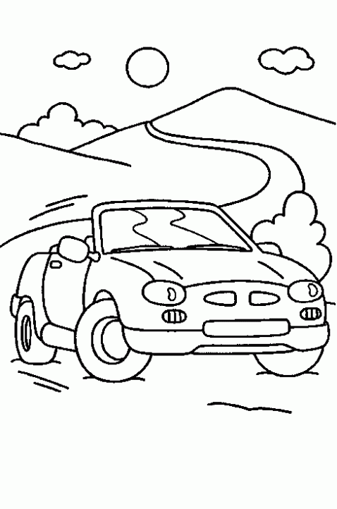 Dibujo de Coche en la carretera para colorear. Dibujos infantiles ...