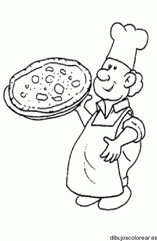 Dibujo de un chef y una pizza | Dibujos para Colorear Dibujo de un chef y una pizza | Dibujos para Colorear