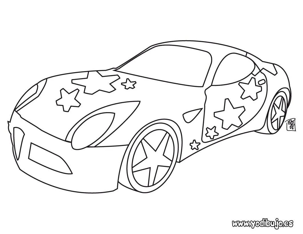 Dibujos para colorear COCHES TUNING, coche con estrellas para imprimir Dibujos para colorear COCHES TUNING, coche con estrellas para imprimir