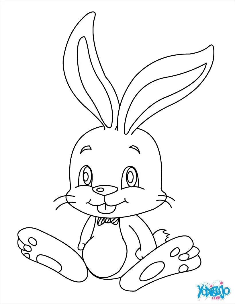 Dibujos para colorear CONEJOS DE PASCUA, Conejito Feliz para imprimir