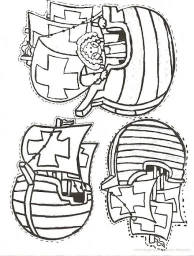 Dibujos para colorear Cristóbal Colón y las carabelas | Colorear