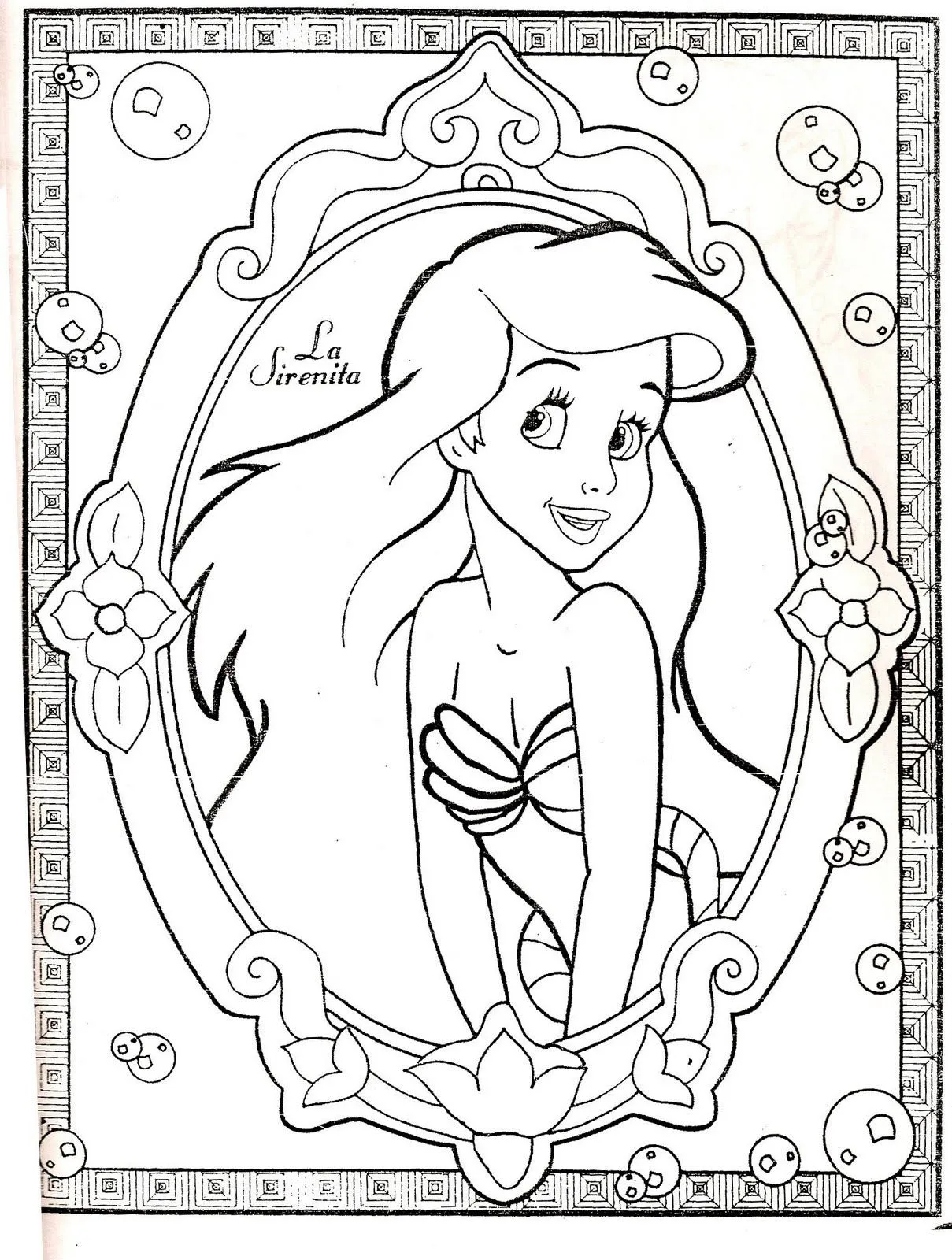 Dibujos Para Colorear: Cuadro De La Sirenita Para Pintar Dibujos Para Colorear: Cuadro De La Sirenita Para Pintar