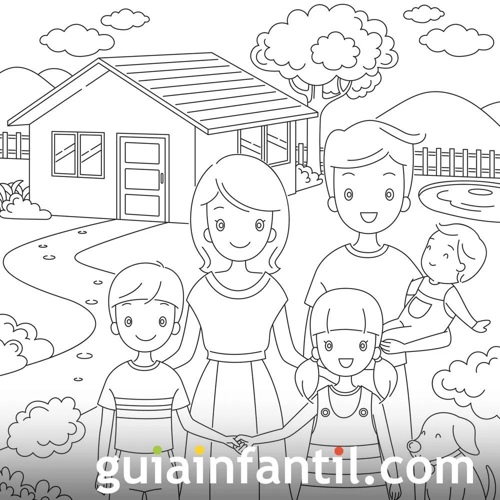 Dibujos para colorear. Derecho de los niños a tener una vivienda