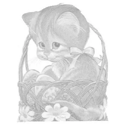 DIBUJOS PARA COLOREAR: DIBUJO DE UN GATITO EN UNA CESTA