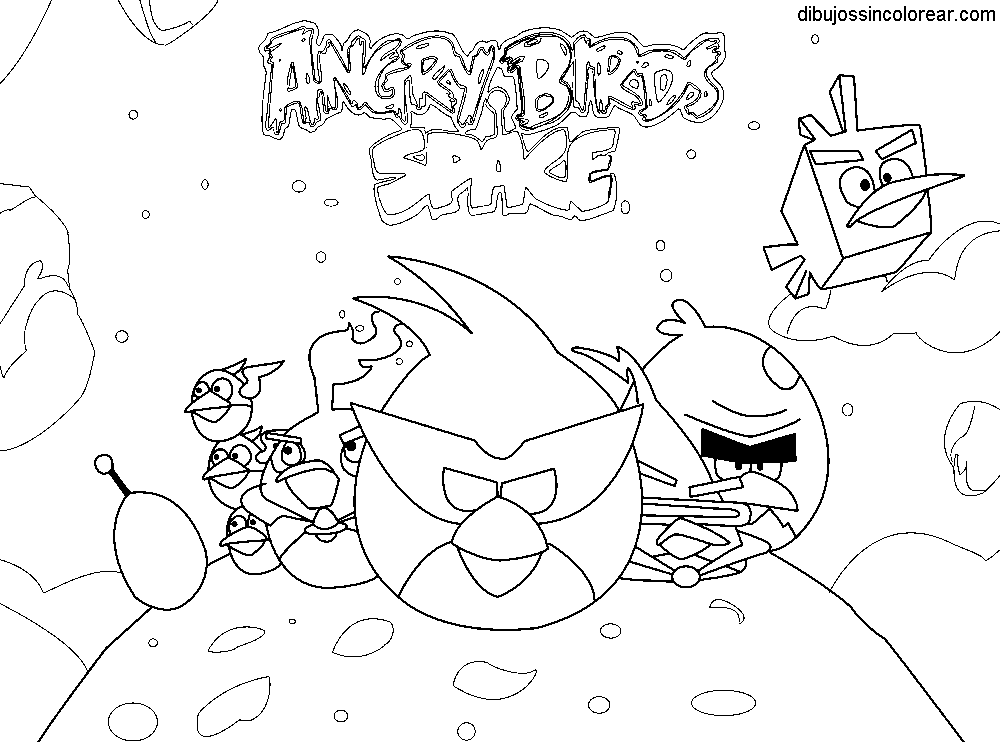 Dibujos Sin Colorear: Dibujos de Angry Birds Space para Colorear
