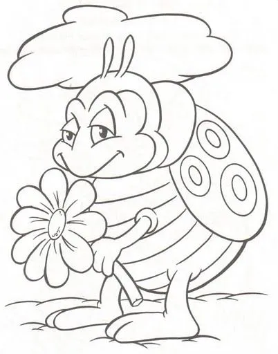 Dibujos para colorear: Dibujos para colorear - Mariquita con flor Dibujos para colorear: Dibujos para colorear - Mariquita con flor