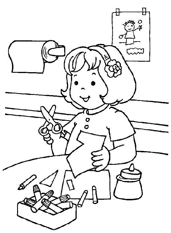 Dibujos para colorear: Dibujos para colorear - Niña recortando Dibujos para colorear: Dibujos para colorear - Niña recortando