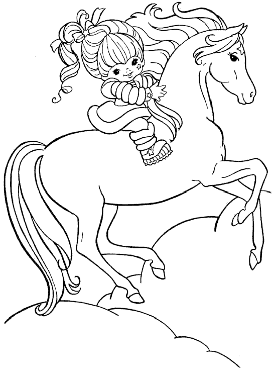 Dibujos para colorear: Dibujos para colorear - Niña paseando a caballo