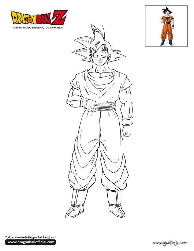 Dibujos para colorear DRAGON BALL Z, GOKU para imprimir