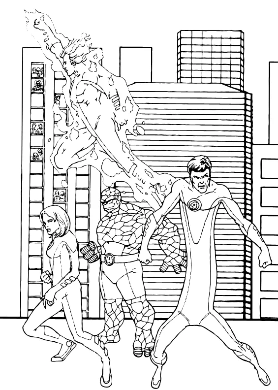 Dibujos para colorear LOS 4 FANTASTICOS, Paseo por la ciudad para ... Dibujos para colorear LOS 4 FANTASTICOS, Paseo por la ciudad para ...