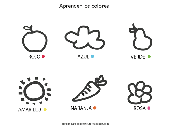 Dibujos para Colorear: Fichas para aprender los colores