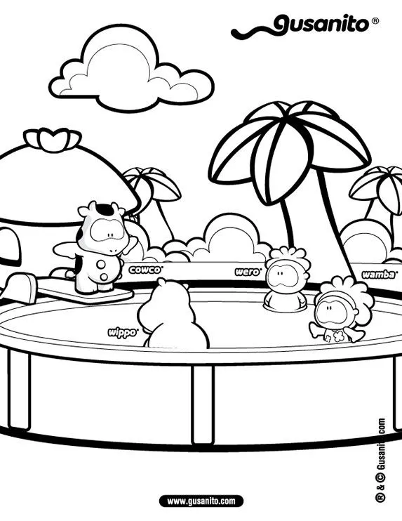 Dibujos para colorear GUSANITO, Cowco y amigos en la piscina para ... Dibujos para colorear GUSANITO, Cowco y amigos en la piscina para ...