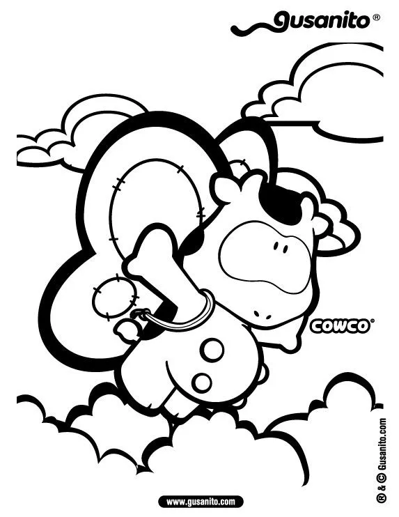 Dibujos para colorear GUSANITO, Cowco volando para imprimir