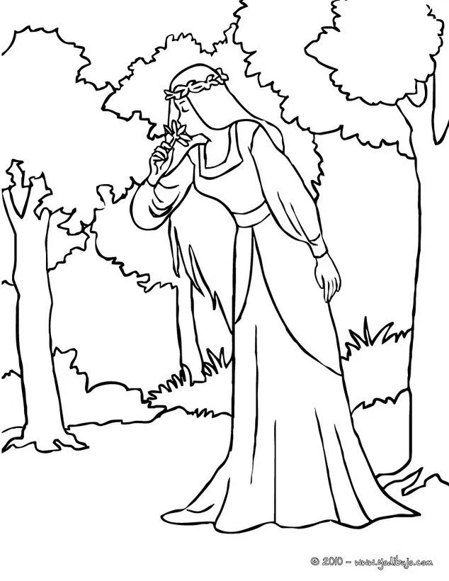 Dibujos para colorear una hada luna en un bosque - es.hellokids.com Dibujos para colorear una hada luna en un bosque - es.hellokids.com