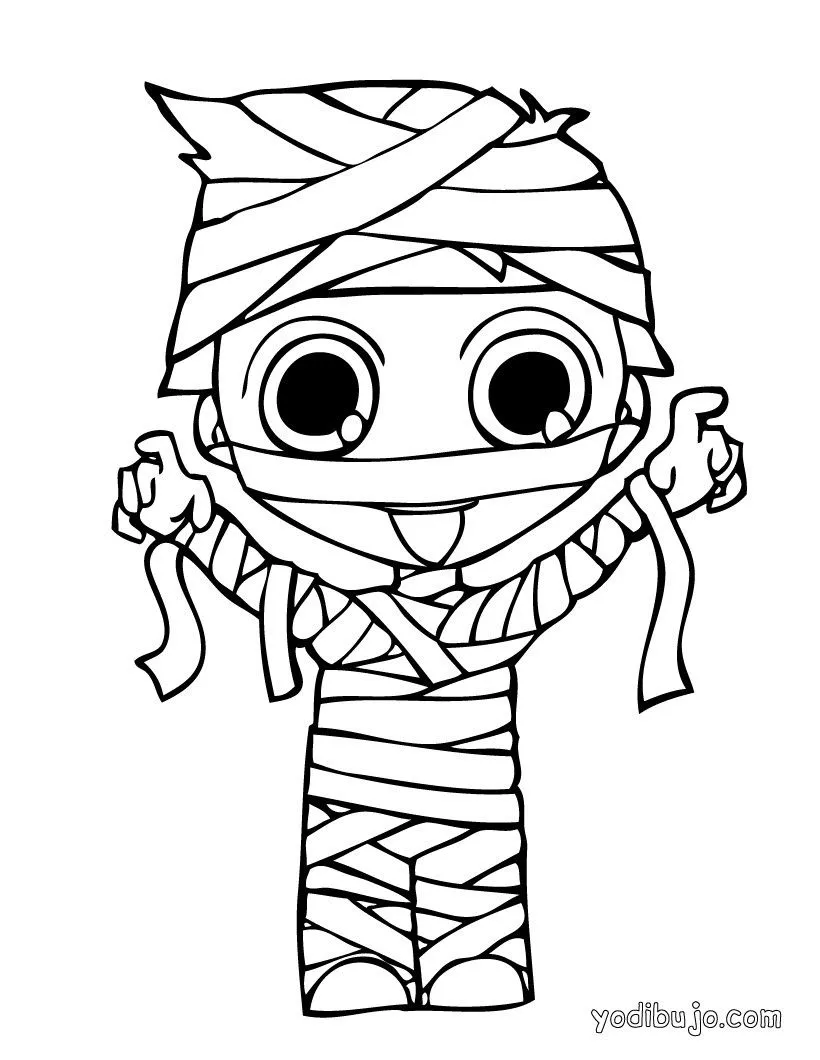 Dibujos para colorear HALLOWEEN, momia para Halloween para imprimir