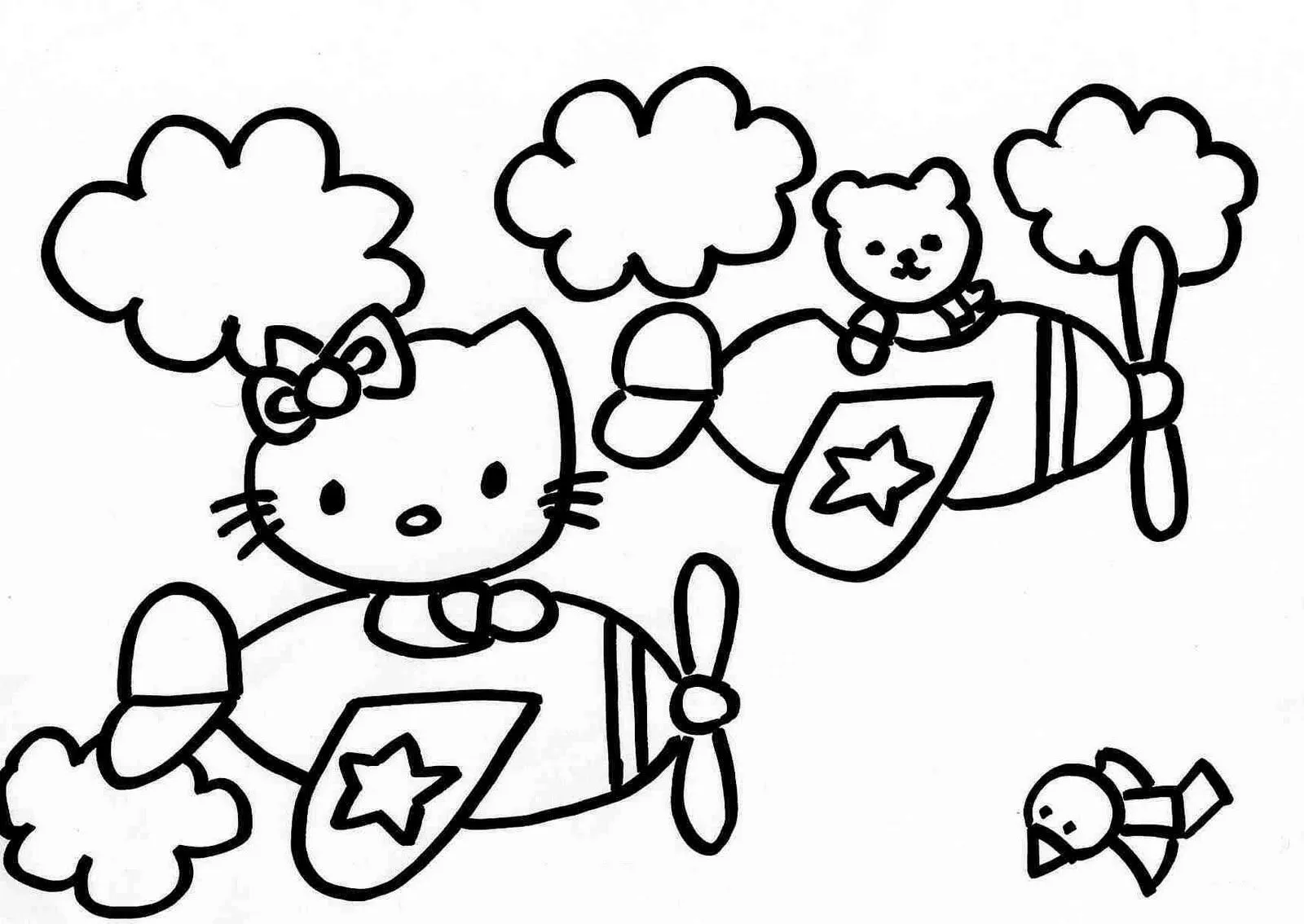 Dibujos para colorear: Hello Kitty volando para colorear