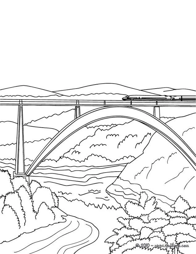 Dibujos para colorear e imprimir gratis TRENES, TREN cruzando un ...