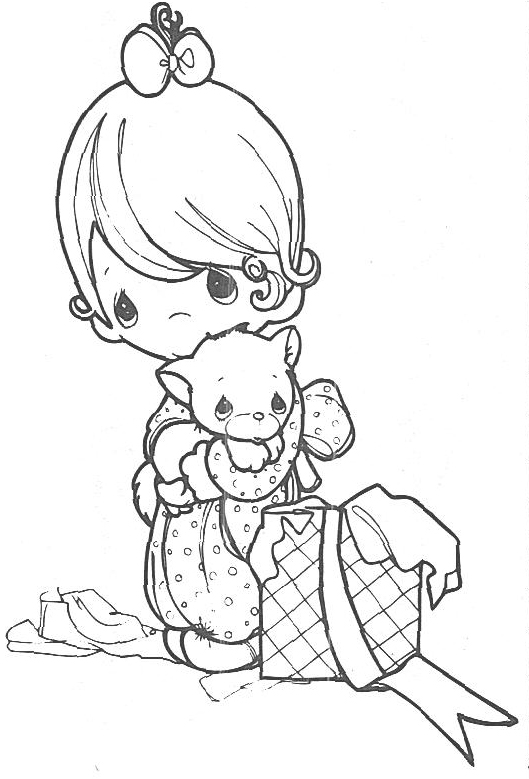 Niña con gatito de Los Preciosos Momentos