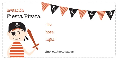 Dibujos para Colorear: Invitaciones de cumpleaños de piratas Dibujos para Colorear: Invitaciones de cumpleaños de piratas
