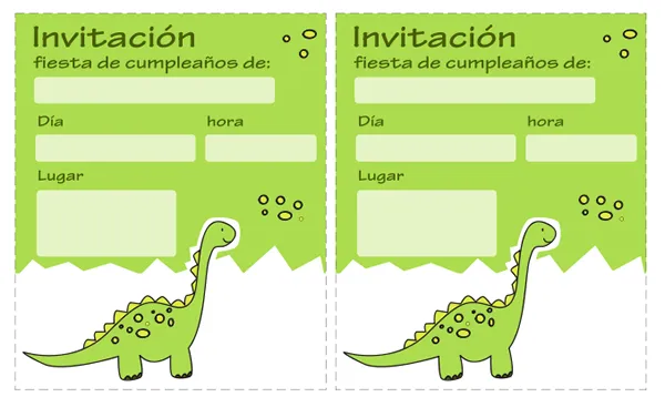 Dibujos para Colorear: Invitaciones de dinosaurios gratis