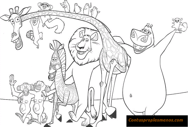 Dibujos para colorear de Madagascar | Contuspropiasmanos.com