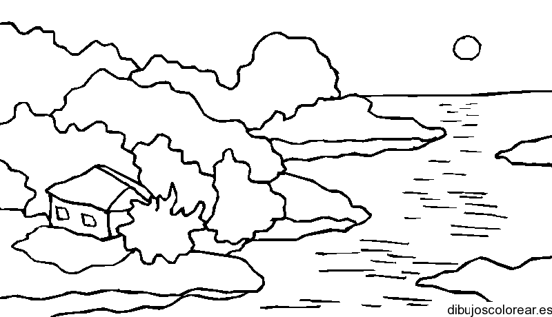 Dibujo de una casa a la orilla del mar | Dibujos para Colorear Dibujo de una casa a la orilla del mar | Dibujos para Colorear