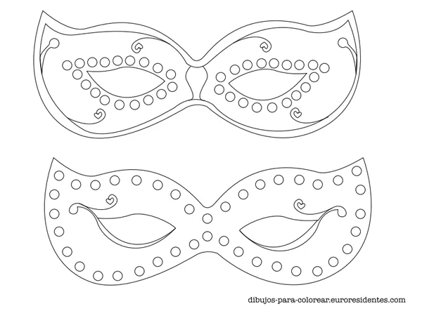 Dibujos para Colorear: 6 Máscaras de Carnaval para colorear Dibujos para Colorear: 6 Máscaras de Carnaval para colorear