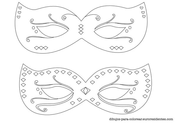 Dibujos para Colorear: 6 Máscaras de Carnaval para colorear Dibujos para Colorear: 6 Máscaras de Carnaval para colorear