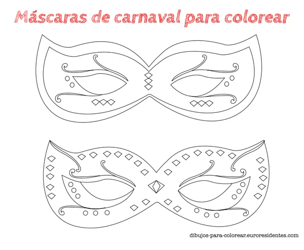 Dibujos para Colorear: 6 Máscaras de Carnaval para colorear Dibujos para Colorear: 6 Máscaras de Carnaval para colorear