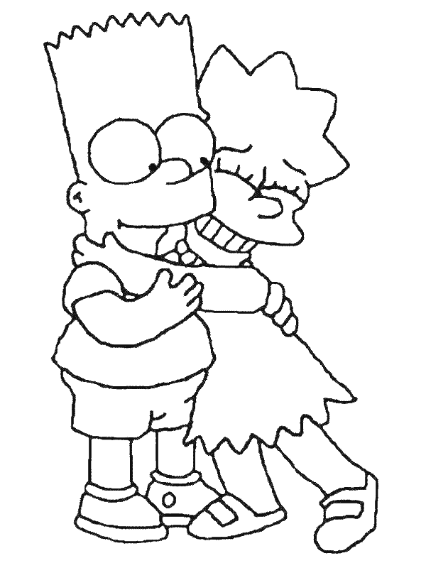 Dibujos Para Colorear: Dibujo Para Colorear De Lisa y Bart Simpson Dibujos Para Colorear: Dibujo Para Colorear De Lisa y Bart Simpson