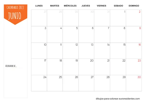 Dibujos para Colorear: Mes de Junio 2013 para imprimir