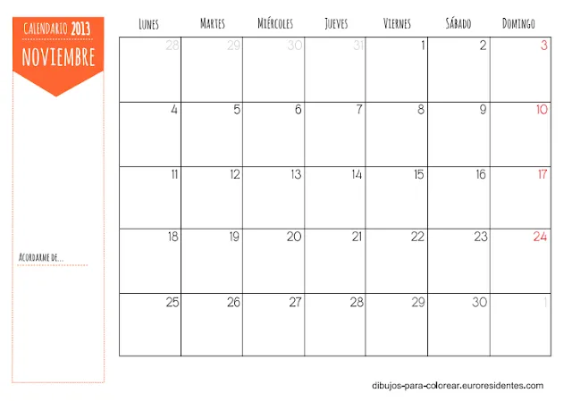 Dibujos para Colorear: Mes de Noviembre 2013 para imprimir Dibujos para Colorear: Mes de Noviembre 2013 para imprimir