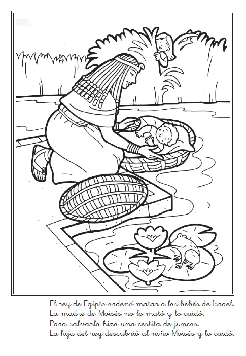 Moises salvado de las aguas para colorear - Imagui